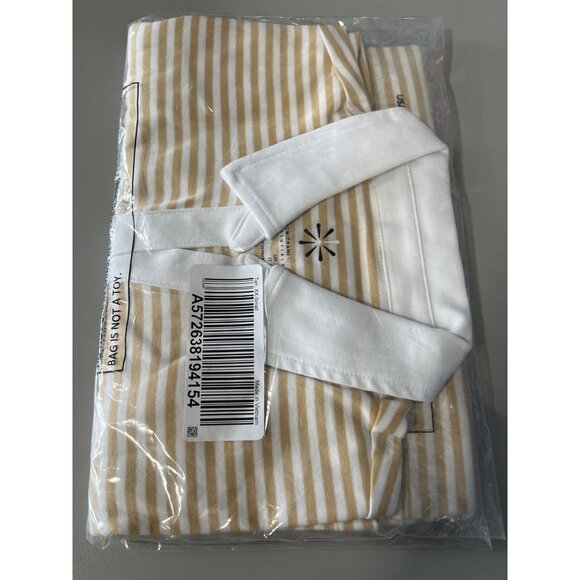 Isaac Mizrahi Live Essentials Pima Cotton Yarn Dye Top Womens XXS Tan White NEW - Picture 3 of 7